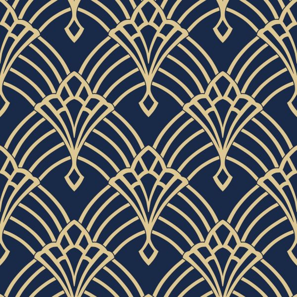 Waldorf Art Deco Wallpaper Navy  Gold World of Wallpaper2.jpg